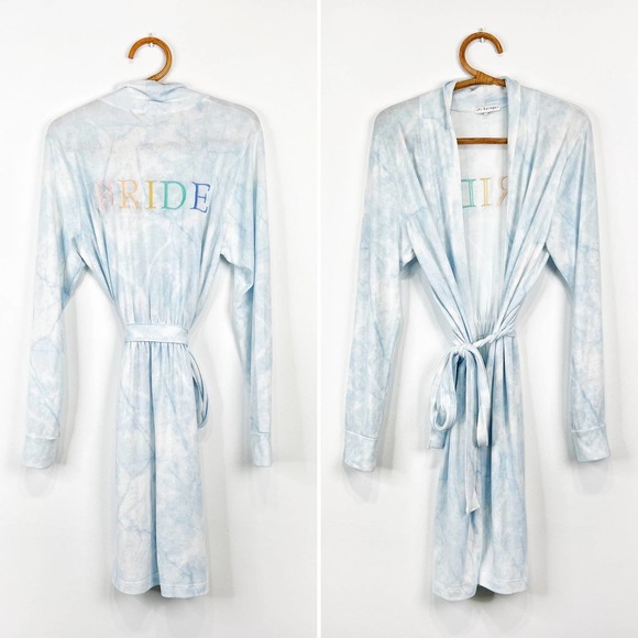 PJ Salvage Bride wedding robe tie dye rainbow bachelorette belted size Large - Picture 1 of 9